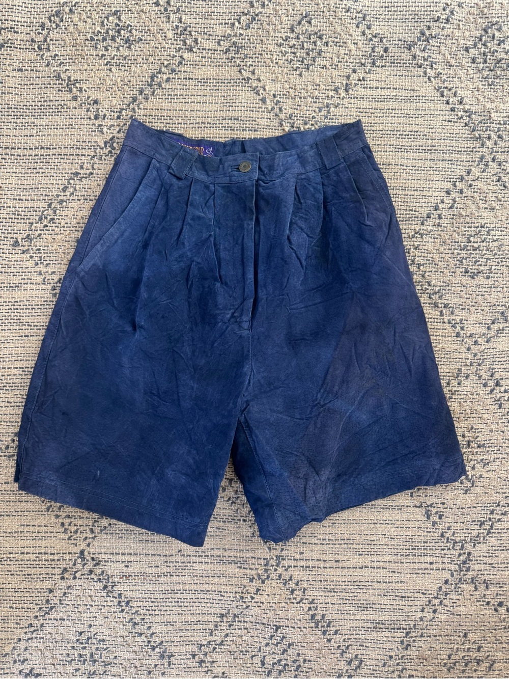 Vintage Navy High-Waisted Suede Shorts